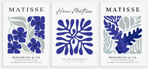Matisse tarzında soyut sanat seti, Dekoratif Modern Sanat, Vektör illüstrasyon posteri içerir.