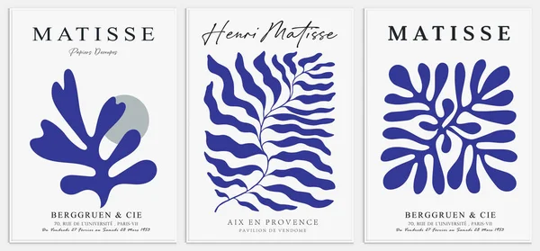 Matisse tarzında soyut sanat seti, Dekoratif Modern Sanat, Vektör illüstrasyon posteri içerir.