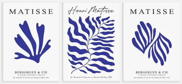 Matisse tarzında soyut sanat seti, Dekoratif Modern Sanat, Vektör illüstrasyon posteri içerir.