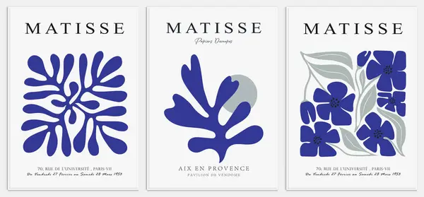 Matisse tarzında soyut sanat seti, Dekoratif Modern Sanat, Vektör illüstrasyon posteri içerir.