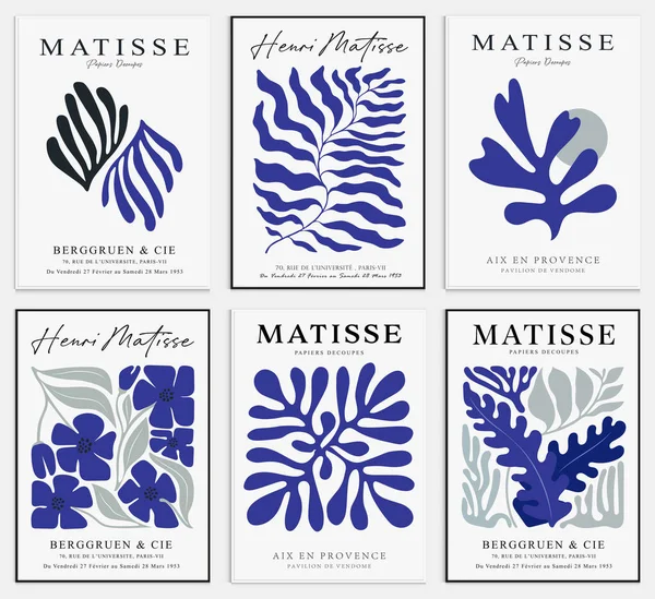 Matisse tarzında soyut sanat seti, Dekoratif Modern Sanat, Vektör illüstrasyon posteri içerir.