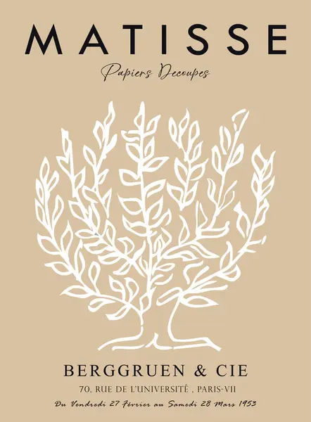 Matisse tarzında soyut sanat seti, Dekoratif Modern Sanat, Vektör illüstrasyon posteri içerir.