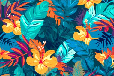 A material design wallpaper depicting vivid tropical foliage. Inspired by the works of Douanier Rousseau clipart