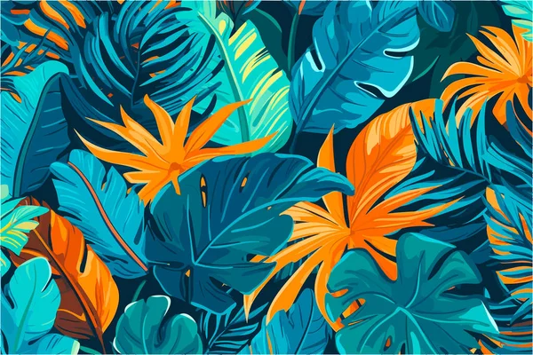 Material Design Wallpaper Depicting Vivid Tropical Foliage Inspired Works Douanier — Stock Vector