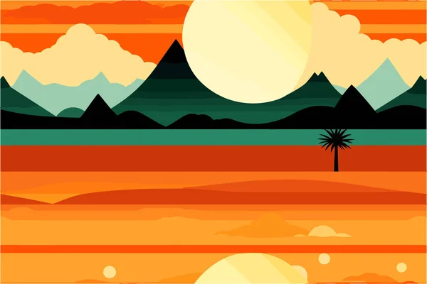 在日落时受沙漠景观启发而设计的一种瓷砖墙纸 包装材料平面设计 — 图库矢量图片