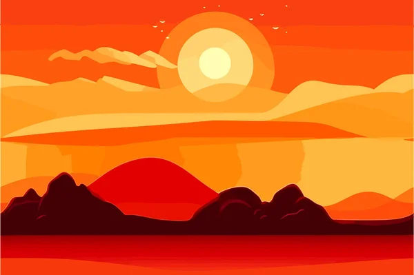 一种墙纸材料平面设计 在日落时受到沙漠景观的启发 — 图库矢量图片