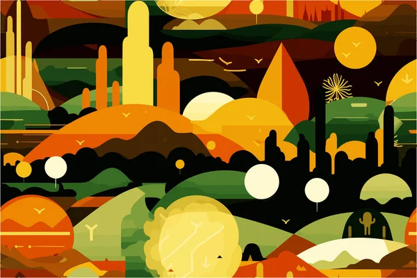 在日落时受沙漠景观启发而设计的一种瓷砖墙纸 包装材料平面设计 — 图库矢量图片
