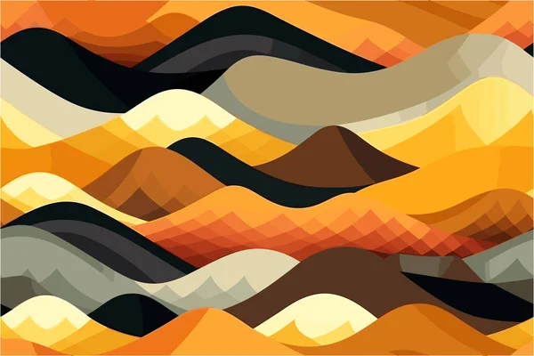 夕日の山の風景にインスパイアされたフラット タイル張りの素材デザインの壁紙 — ストックベクタ