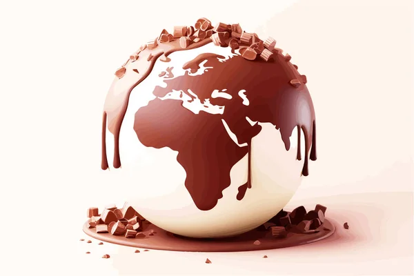 Merayakan Hari Coklat Sedunia Dengan Vektor Coklat Bumi Yang Mencair - Stok Vektor