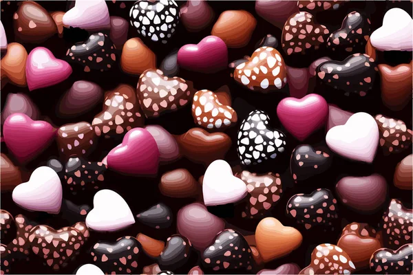Merayakan Hari Coklat Sedunia Pada Juli Dengan Vektor Chocolate Hearts - Stok Vektor