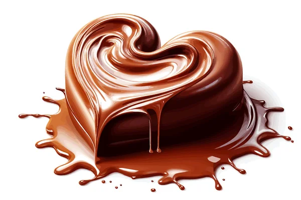초콜릿의 World Chocolate Heart Vector 초콜릿 가루나 소스가 초콜릿을 단발로 — 스톡 벡터