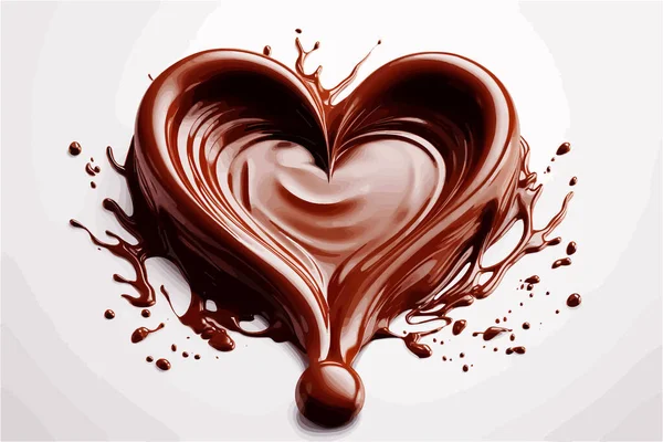 用这个以心形巧克力为特色的巧克力载体庆祝世界巧克力日 用巧克力粉和 酱汁点缀 以略为超现实的数字水彩画风格呈现 色彩扁平 — 图库矢量图片