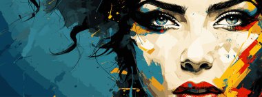 Güçlü, militan kadın yüzlerinin yer aldığı etkileyici malzeme taşıyıcı bayrakları. Soyut arkaplanlarla uyumlu. Bir sürü mesaj alanı. Web kullanımı için ideal.