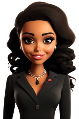 3D vektör tasarım yardımı, kapsülleme çeşitliliği. İzole edilmiş genç bir zenci profesyonel kadın. Çeşitli mesleki senaryolara uygulanabilir