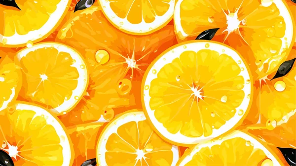 含有柑橘片的物质载体瓷砖 侧重于橙子 理想的充满活力 清新的背景 — 图库矢量图片