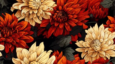Tiling vektör kalıpları, klasik esinlenilmiş, sonbahar gölgelerinde mevsimlik flora sergileniyor. Kusursuz döşeme çeşitli proje ihtiyaçları için çok yönlülük sağlar.