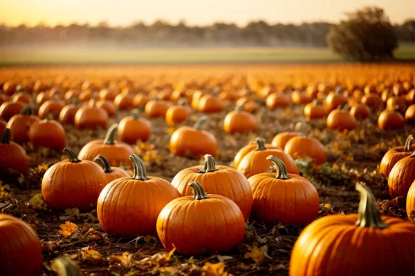 Schöne Herbstliche Ungepflückte Kürbisbeete Bereit Für Halloween lizenzfreie Stockillustrationen