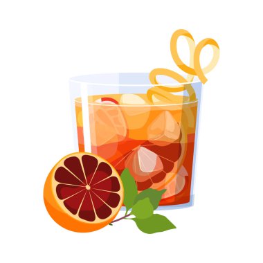 Beyaz arka planda izole edilmiş Americano kokteyli yaz içeceği. Portakal, vermut ve sodaya dayanan klasik alkollü içecek.