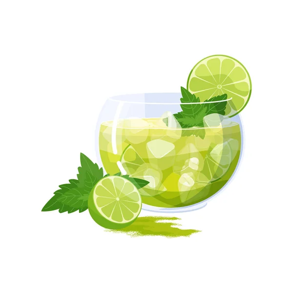 Matcha Margarita Cocktail Isolated White Background Summer Alcoholic Drink Based — Stock Vector