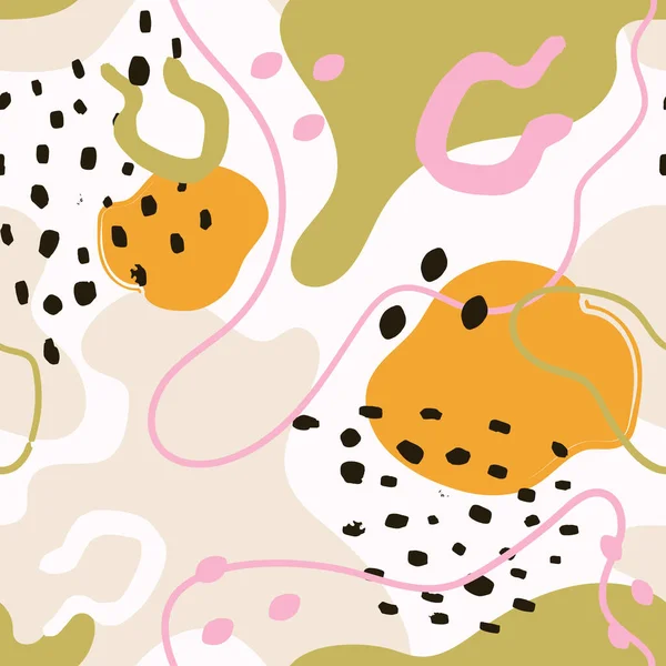 Soyut karalamalar kusursuz desenler. Çeşitli noktalar, noktalar ve çizgiler, kapak, kumaş, duvar kağıdı veya ambalaj kağıdı için çağdaş modern moda illüstrasyonunu şekillendirir