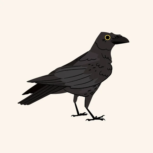 Vector Cuervo Negro Aislado Sobre Fondo Blanco Halloween Bruja Personaje — Archivo Imágenes Vectoriales