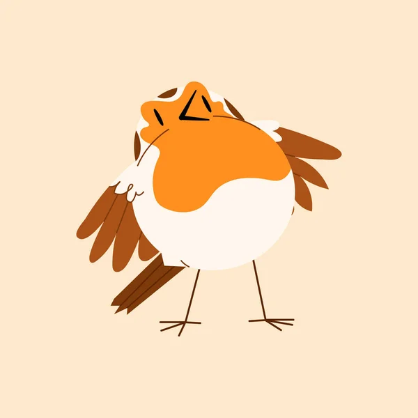 Disegno Simpatico Fumetto Robin Uccello Piedi — Vettoriale Stock