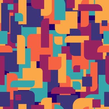 Basit şekil ve figürle geometri kusursuz desen. Web afişi, iş sunumu, markalaşma paketi, kumaş baskısı, duvar kağıdı için soyut vektör renk arkaplanı