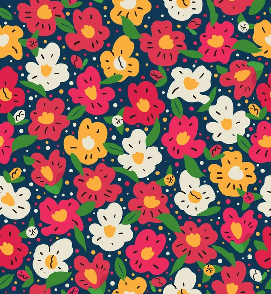 明るい椿シームレスベクトルパターン シンプルな花々が可愛い背景イラストをくりかえし — ストックベクタ