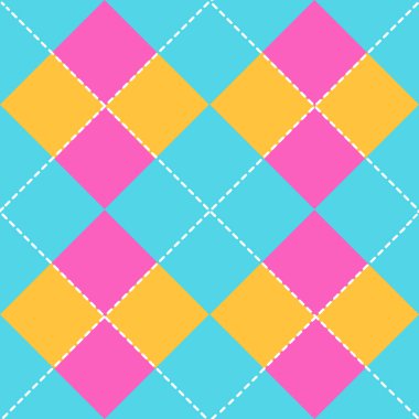 Argyle kusursuz desen. Duvar kağıdı, kağıt, web sayfası arka planı, battaniyeler, ambalaj kağıdı, baskı, kumaş veya tekstil için parlak pembe ve mavi arkaplan, kart