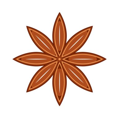 Beyaz arka planda yıldız anasonu izole edildi. Düz vektör çizimi. Ayrı bir nesne. Noel Kış Yemeği Malzemeleri