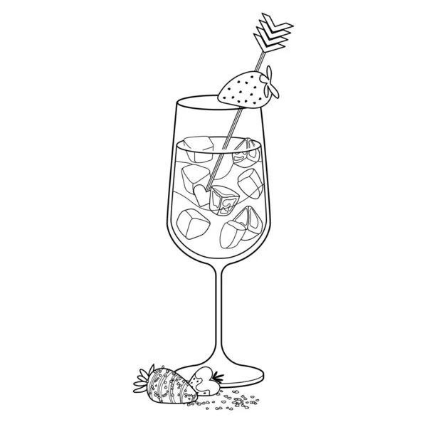 Amorův Koktejlový Obrysový Vektor Izolovaný Bílém Pozadí Alkoholový Nápoj Šampaňským — Stockový vektor