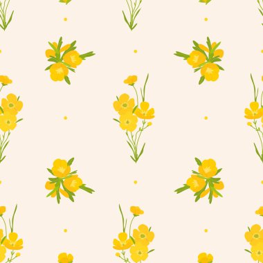 Sarı Düğünçiçeği deseni kusursuz. Moda baskıları, kumaş, ambalaj kağıdı, duvar kağıdı, tekstil, kapak için Liberty style Floral basit bahar bahçesi arka planı