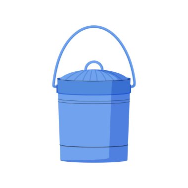Beyaz arka planda izole edilmiş mavi bahçe kovası. Vektör düz stil modern illüstrasyon