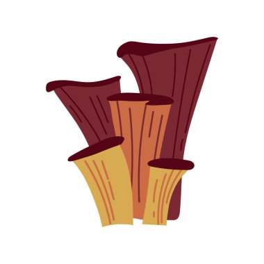 Yünlü mantar mantarı. Çizgi Sanat Vektörü Ormanı yenilebilir mantar botanik çizim eli beyaz arka planda izole edilmiş