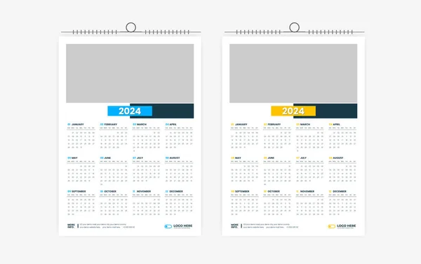 2024 One Page Calendar Design Template — Stock Vector