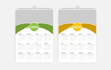 2024 Bir sayfa takvim tasarım şablonu