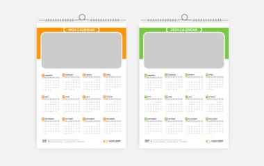 2024 Bir sayfa takvim tasarım şablonu