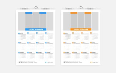 2024 Bir sayfa takvim tasarım şablonu