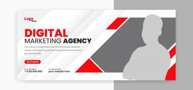 Sosyal medya pazarlaması için soyut kırmızı kapak pankartı tasarımı