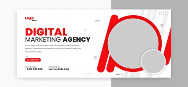 Sosyal medya pazarlaması için soyut kırmızı kapak pankartı tasarımı