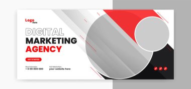 Sosyal medya pazarlaması için soyut kırmızı kapak pankartı tasarımı