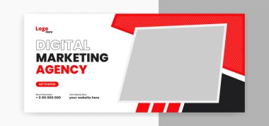 Sosyal medya pazarlaması için soyut kırmızı kapak pankartı tasarımı