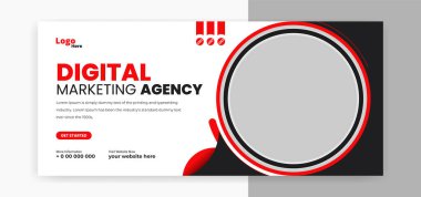 Sosyal medya pazarlaması için soyut kırmızı kapak pankartı tasarımı