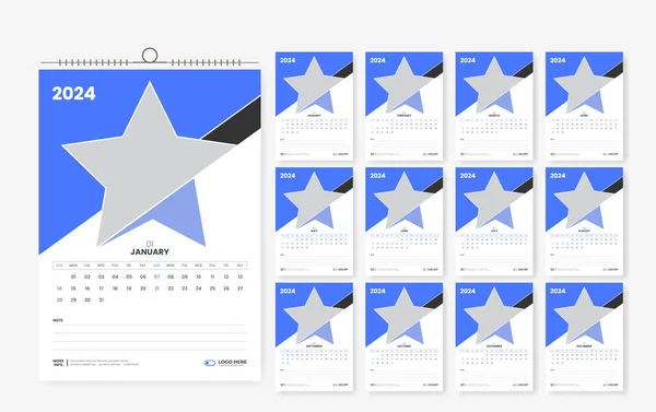 2024 Wall Calendar Design Page Wall Calendar Template Design — Stock Vector