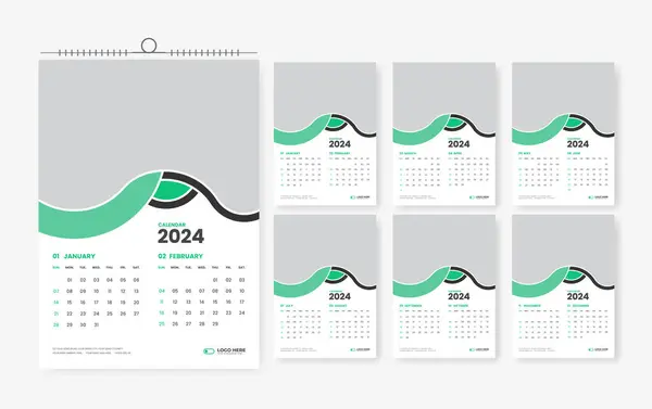 2024 Wandkalender Design Seitige Wandkalender Vorlage Design — Stockvektor