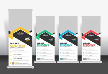 Creative Roll Up pankart tasarım şablonu, kurumsal iş rulo stand pankart şablonu