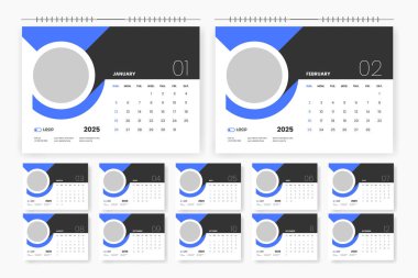 2025 takvim tasarımı, 2025 yılı modern masa takvimi tasarımı