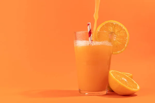 Orange Juice Isolated Orange Background — Fotografia de Stock