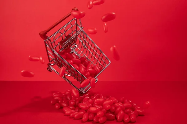 Shopping Cart Red Background — Stock Photo, Image