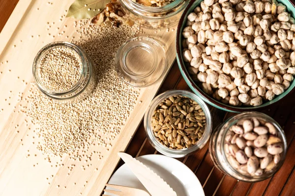 stock image bowl with mixed nuts on rustic table